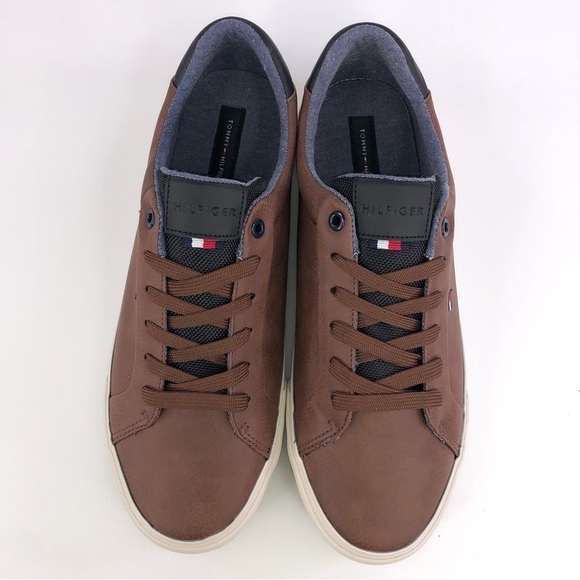 Tommy Hilfiger Mens Ref Leather Low Top Lace Up Fashion Brown, US size 9 - Picture 5 of 8